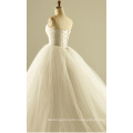 Classic Pleat Design Feather Bodice Wedding Gown